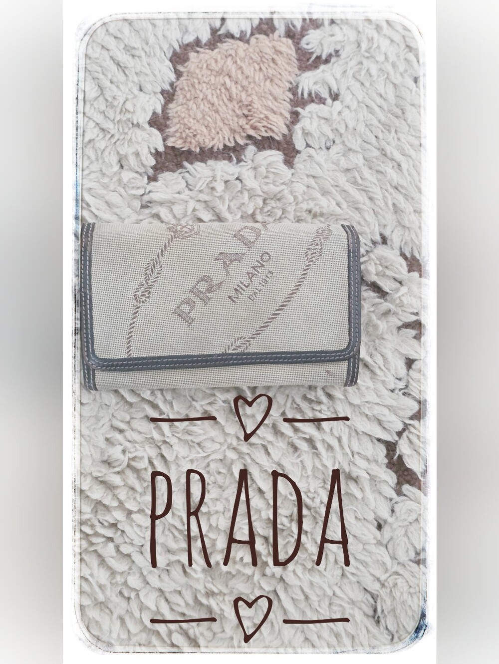 Prada Logo Jacquard Trifold Canvas Wallet